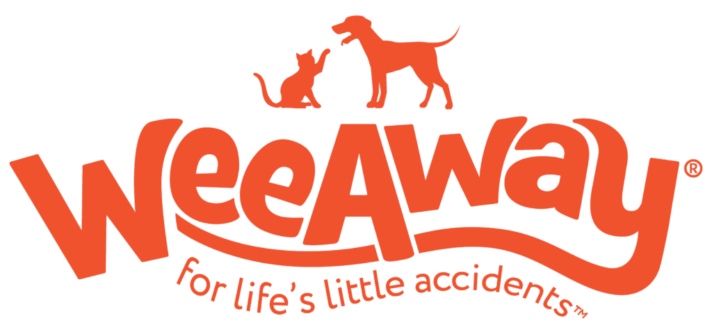 orange logo with cat and dog above WeeAway® above 'for 'life's little accidents'