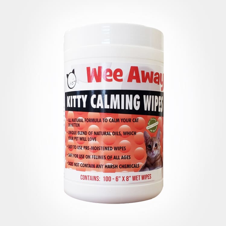 100 count Wee Away Kitty Calming Wipes.