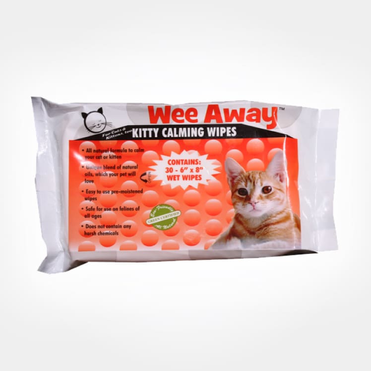 30 count of Kitty Calming Wipes from Wee Away.
