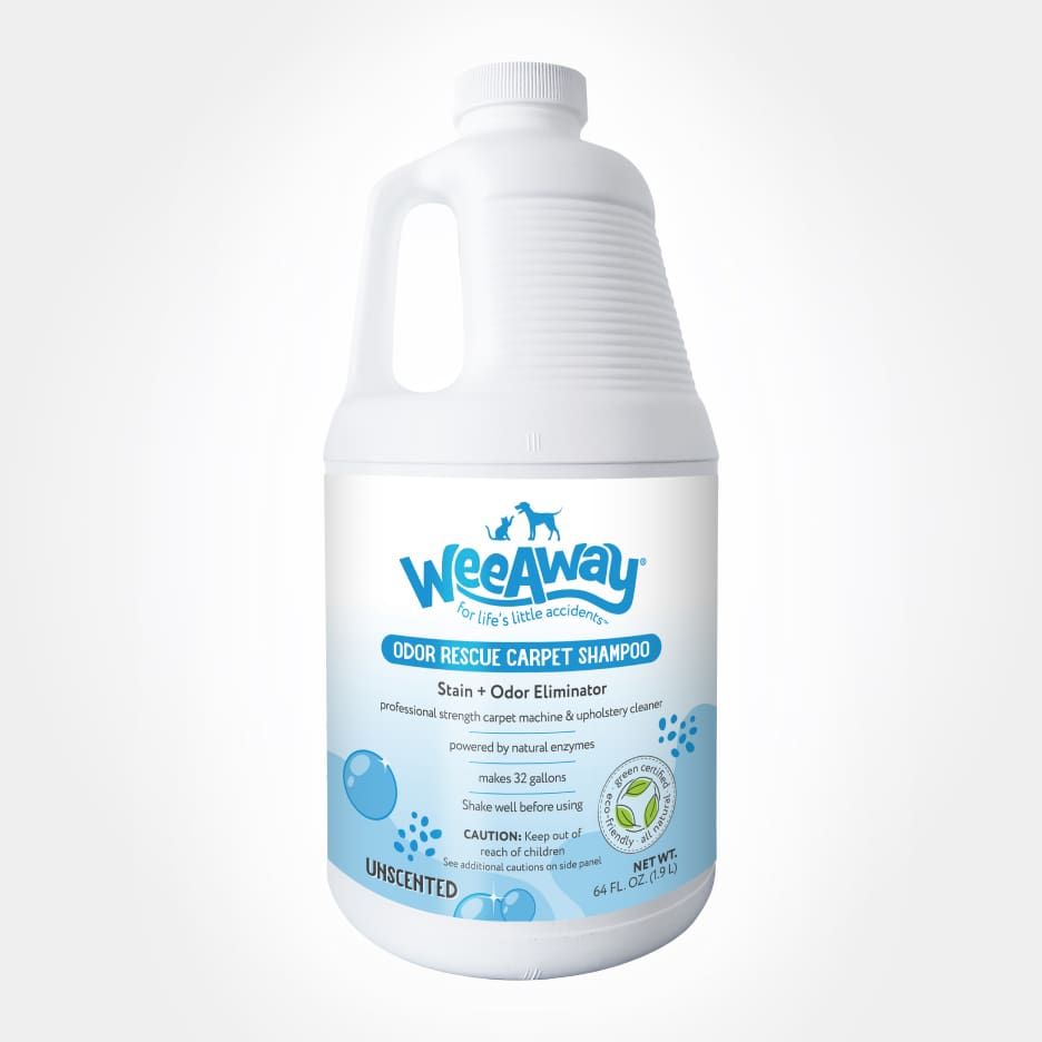 Wee Away Odor Rescue Carpet Shampoo unscented gallon jug.