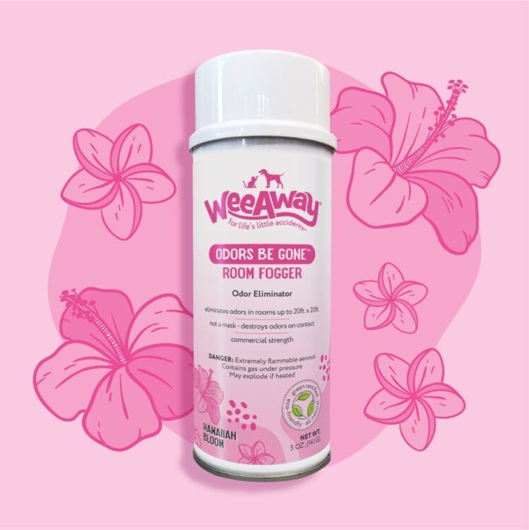 white 5oz. can with pink label. Pink background with hawaiin flowers.